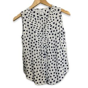 Liz Claiborne Blouse Dark Blue Polka Dots